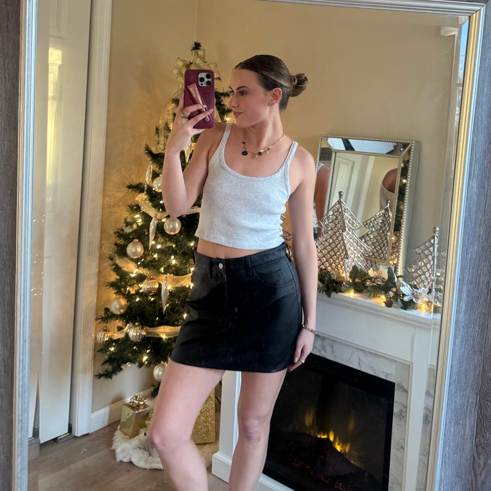 Oak + Fort Faux Leather Skirt